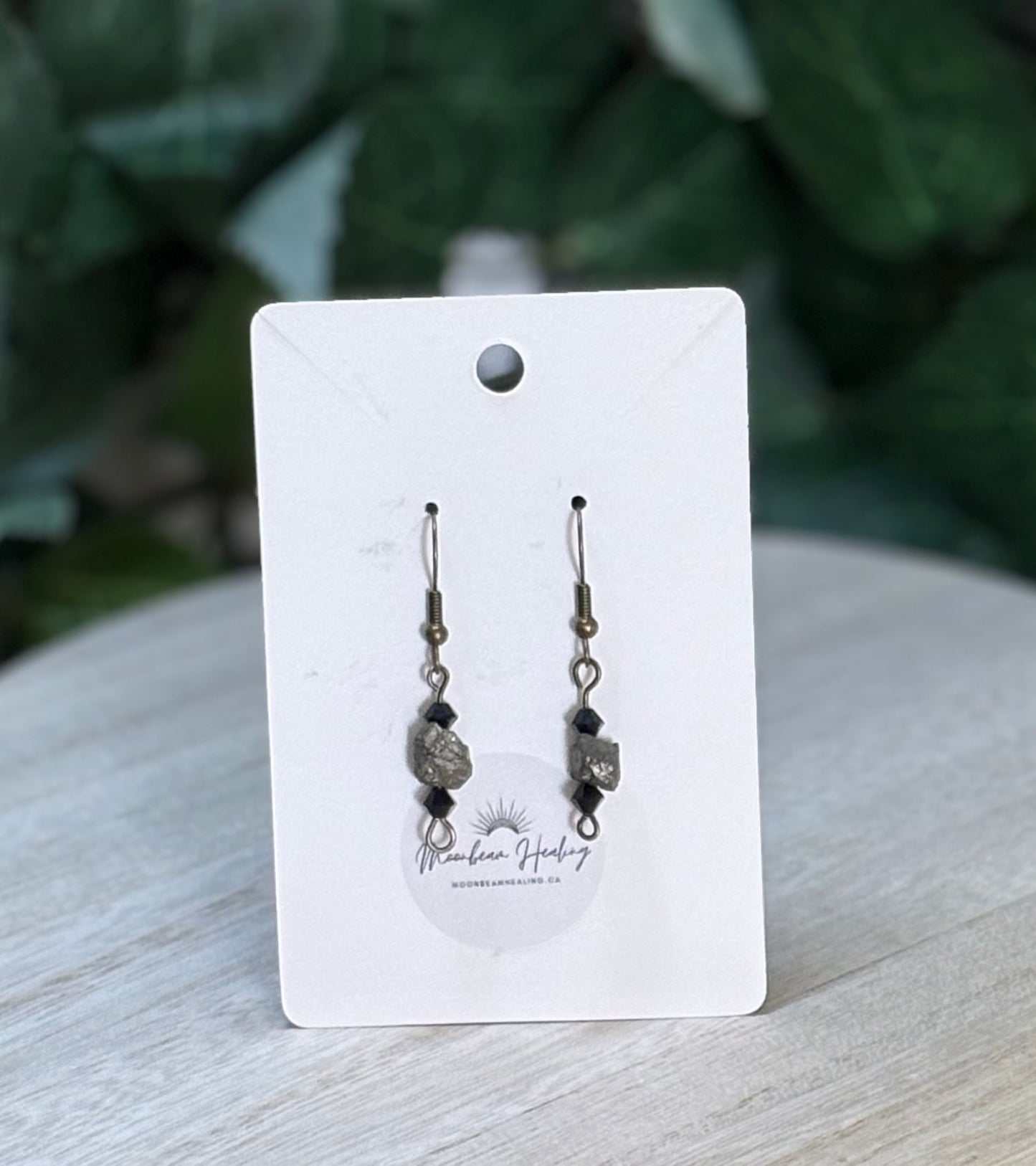 Pyrite & Black Obsidian Earrings