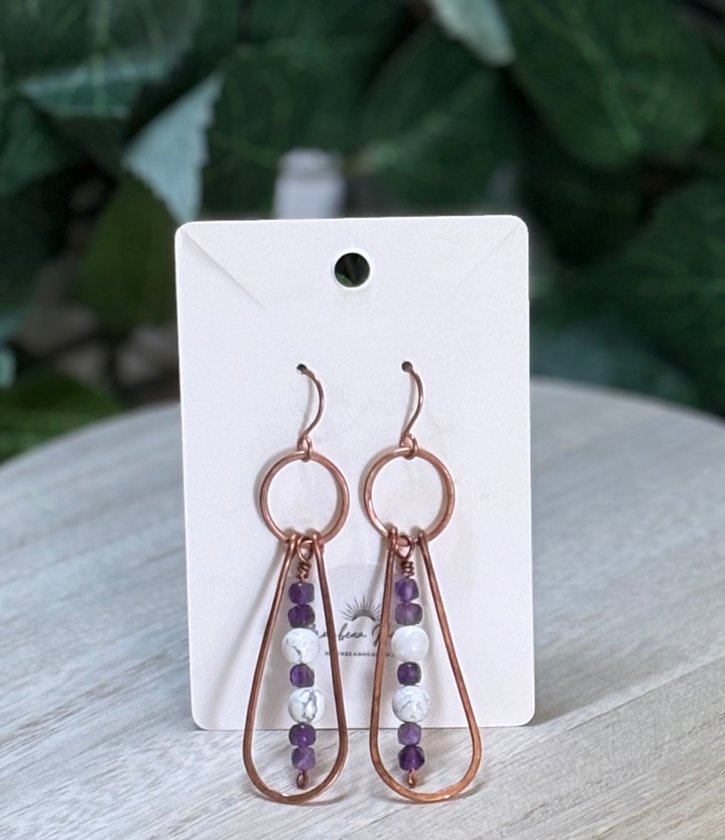 Amethyst & Howlite Copper Plated Earrings