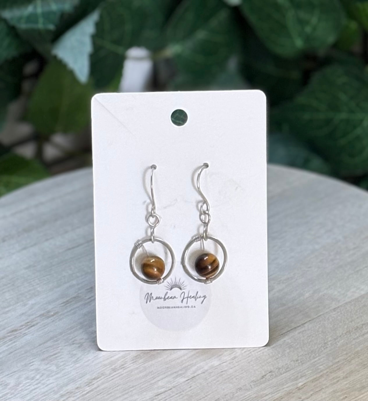 Tiger Eye Halo Silver Plated Earrings