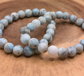 Frosted Larimar 8mm Bracelet