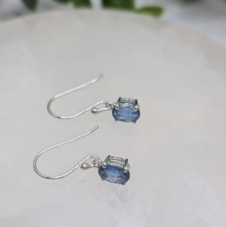 Faceted Kyanite Sterling Silver Earrings