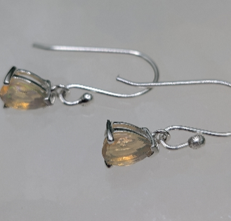 Faceted Teardrop Opal Sterling Silver Earrings