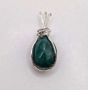 Emerald Sterling Silver Wrapped Pendant