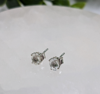 Clear Quartz Crystal Stud Earrings