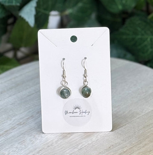 Moss Agate Silver Plated Earrings