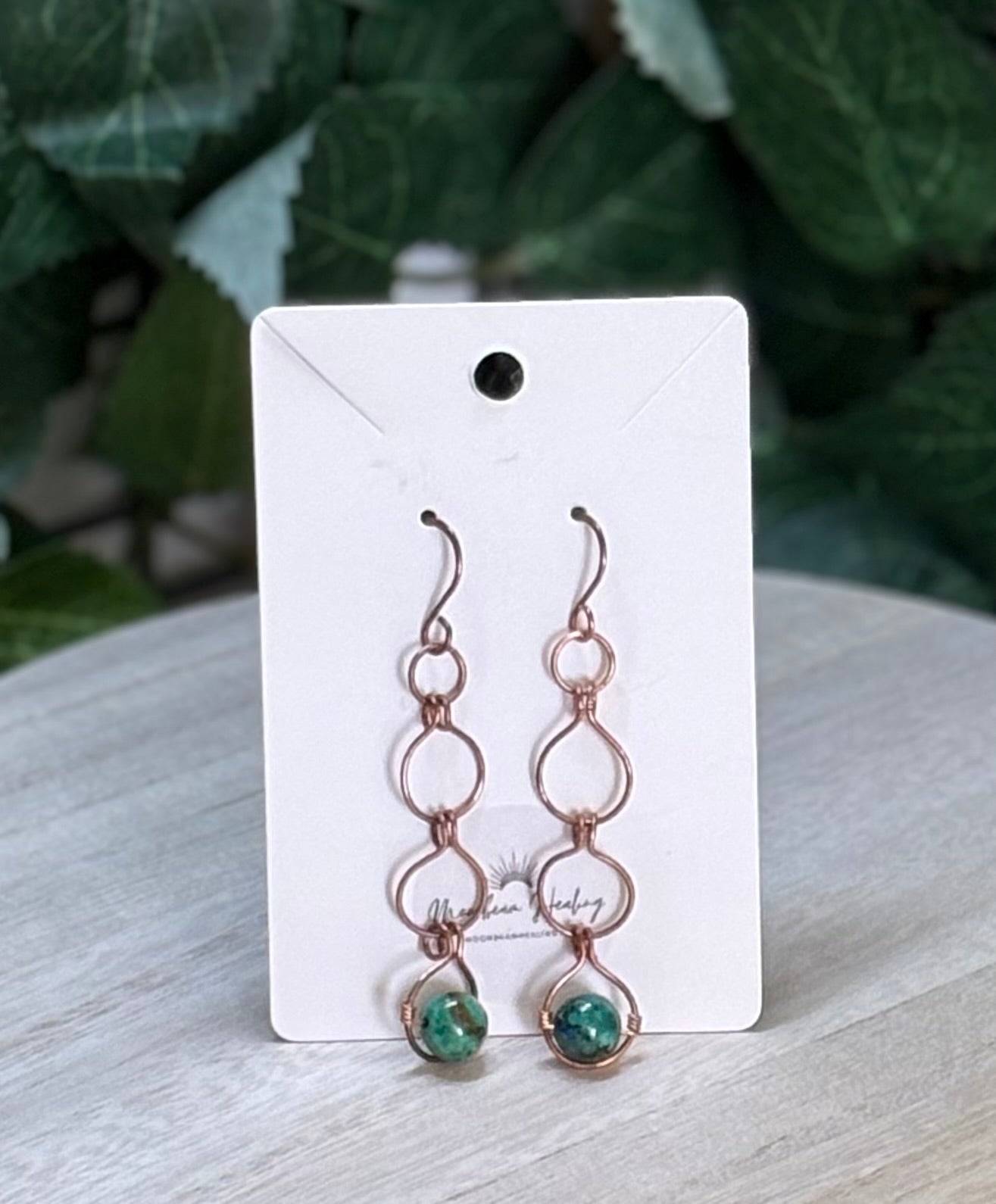 Chrysocolla Copper Plated Earrings