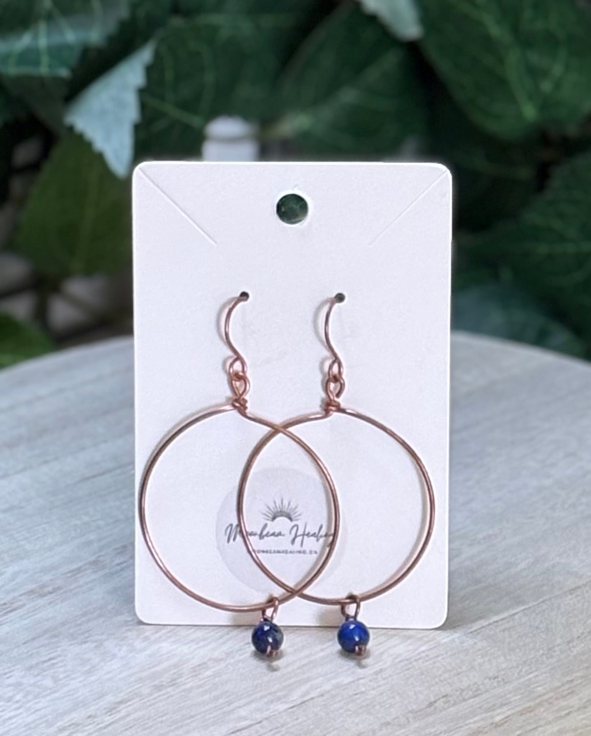 Lapis Lazuli Copper Plated Hoop Earrings
