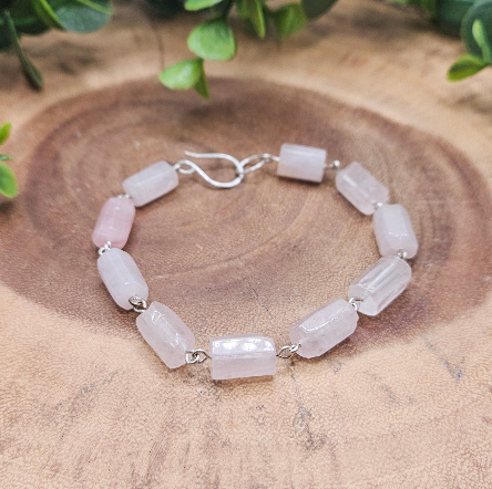 Rose Quartz Sterling Silver Bracelet