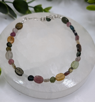 Watermelon Tourmaline Sterling Silver Bracelet