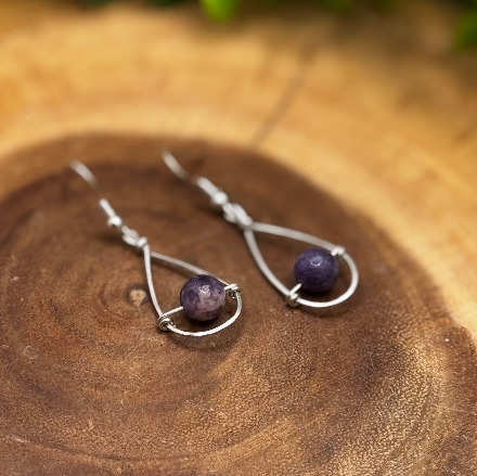 Lepidolite Teardrop Sterling Silver Earrings