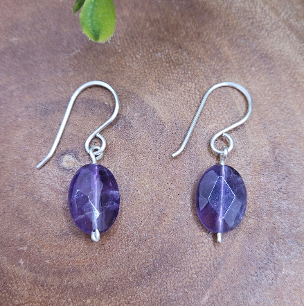 Amethyst Faceted Sterling Silver Earrings