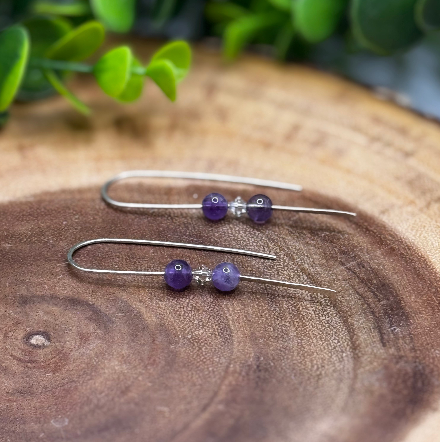 Amethyst Sterling Silver Threader Earrings