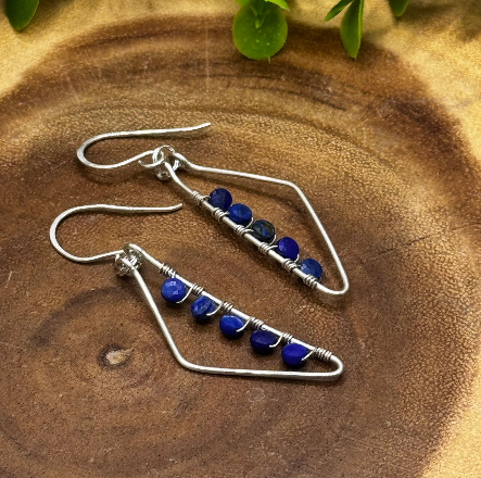 Lapis Lazuli Sterling Silver Geometric Earrings