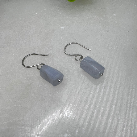 Sterling Silver Blue Lace Agate Dainty Earrings