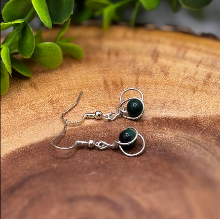 Malachite Moon Rise Sterling Silver Earrings