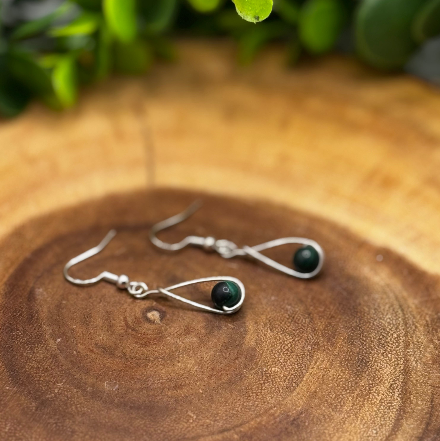Malachite Teardrop Sterling Silver Earrings