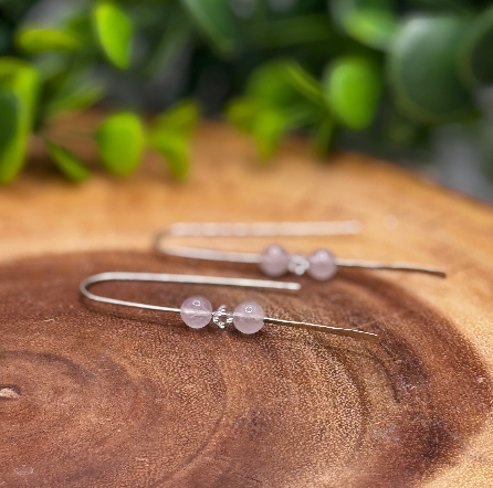 Rose Quartz Sterling Silver Threader Earrings