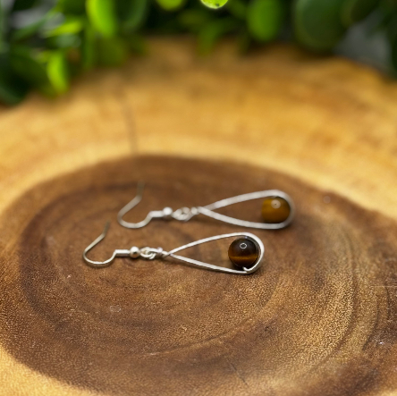 Tiger Eye Teardrop Sterling Silver Earrings