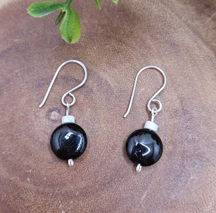 Howlite & Obsidian Sterling Silver Earrings