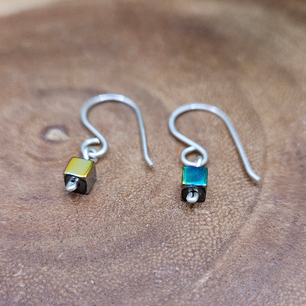 Titanium Hematite Sterling Silver Dainty Earrings