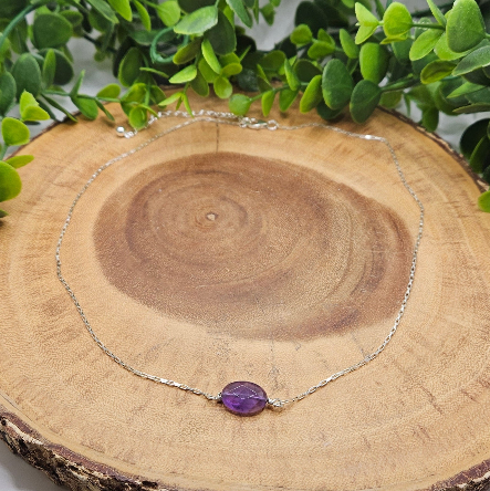 Faceted Amethyst Sterling Silver Necklace