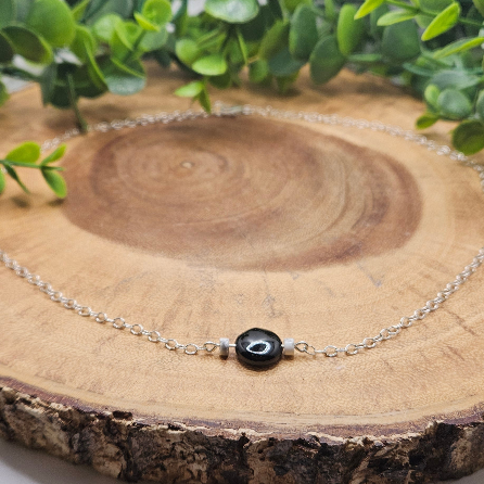 Black Tourmaline & Howlite Sterling Silver Necklace
