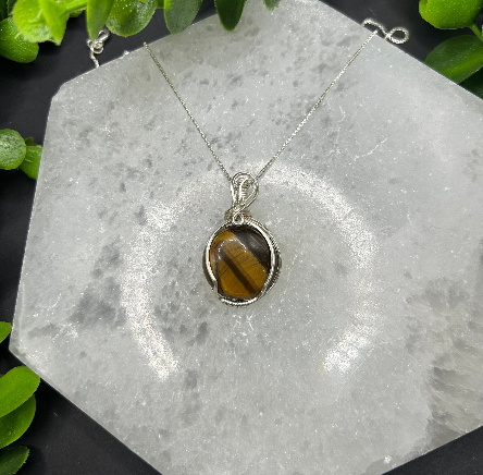 Tiger Eye Wire Wrapped Pendant