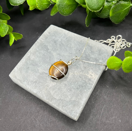 Tiger Eye Wire Wrapped Pendant