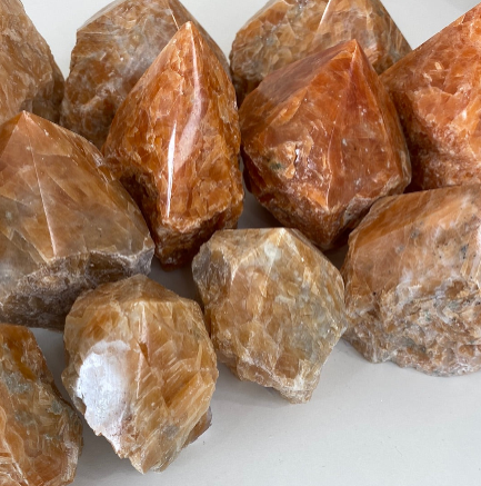 Orchid Calcite Top Polished Rough Cut Points