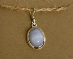 Blue Lace Agate Sterling Silver Pendant
