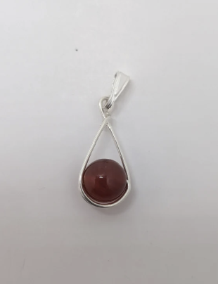Carnelian Teardrop Sterling Silver Pendant and Earrings