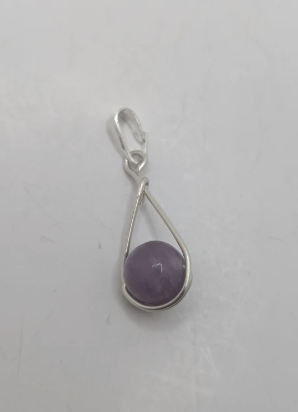 Lepidolite Teardrop Sterling Silver Pendant