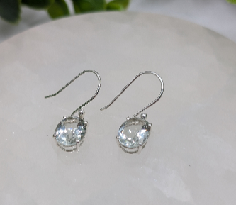 Faceted Green Amethyst Sterling Silver Earrings