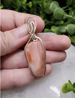 Apricot Agate Sterling Silver Pendant