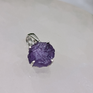 Amethyst Raw Sterling Silver Pendant