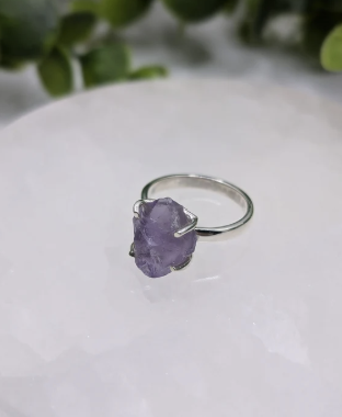 Amethyst Rough Cut Sterling Silver Ring