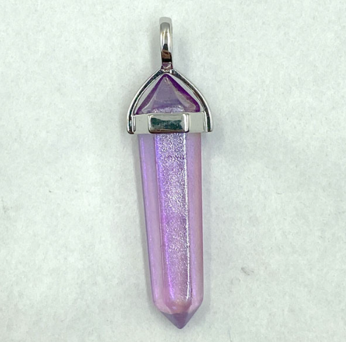 Violet Aura Quartz Point Pendant