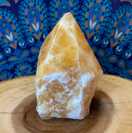 Yellow Calcite Top Polished Rough Cut Points