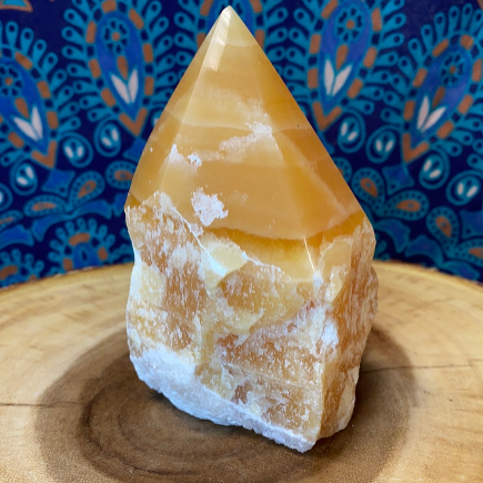 Yellow Calcite Top Polished Rough Cut Points