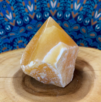 Yellow Calcite Top Polished Rough Cut Points