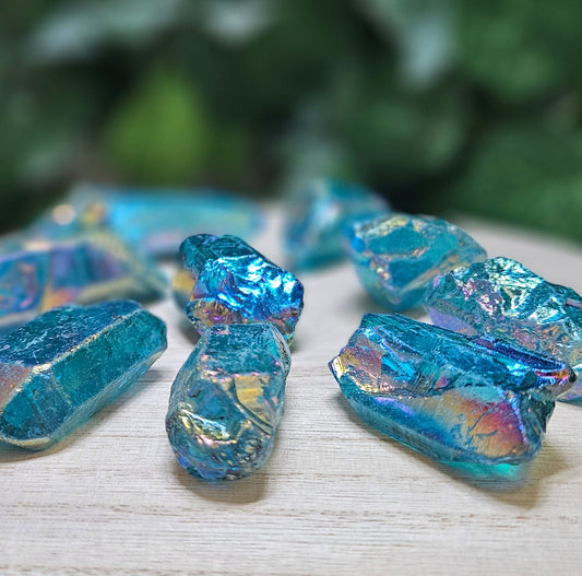 Blue Aqua Aura Quartz Points