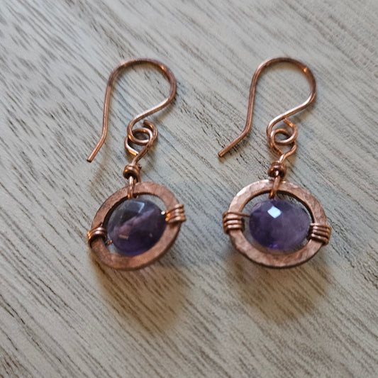 Amethyst Copper Plated Earrings