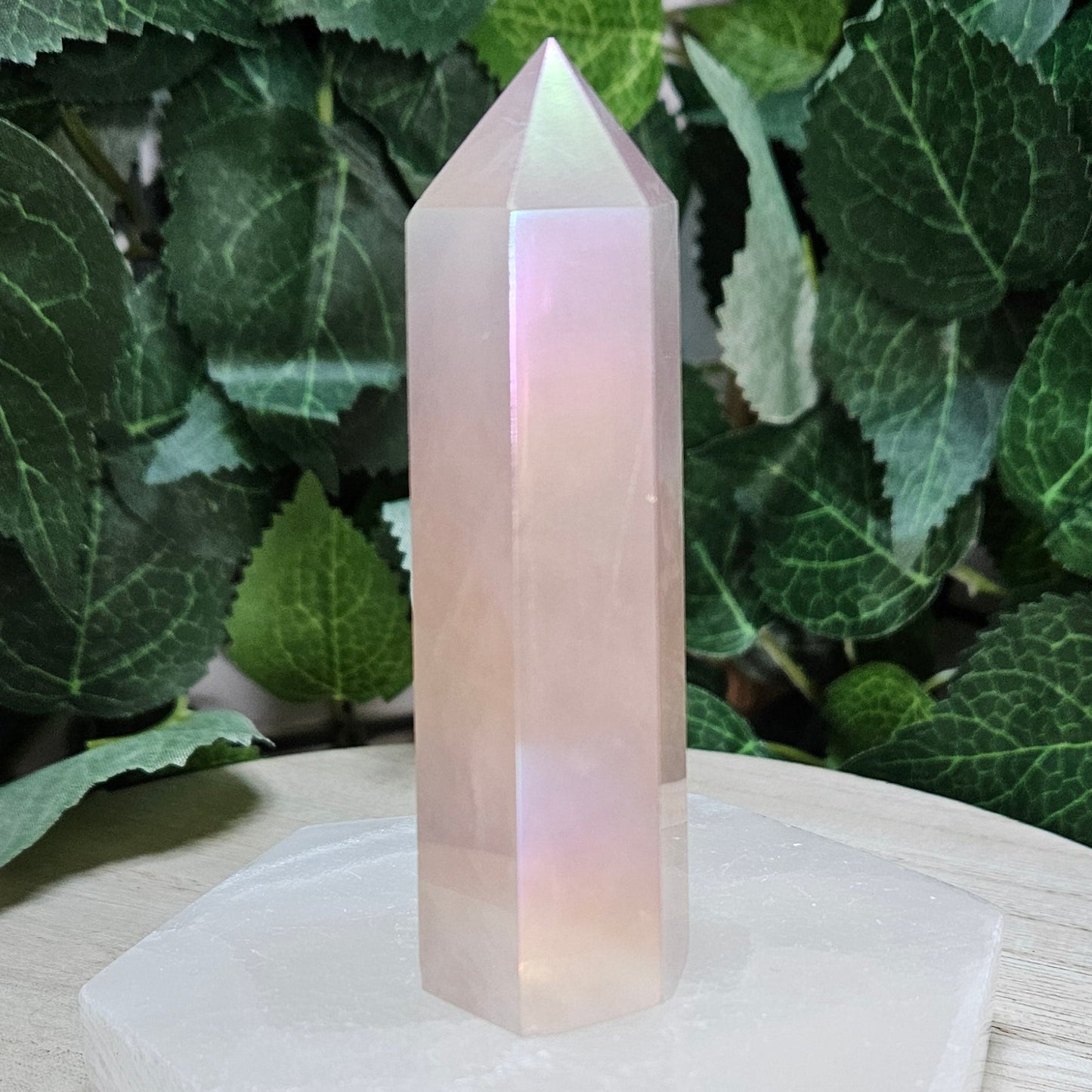 Aqua Aura Rose Quartz Polished Point
