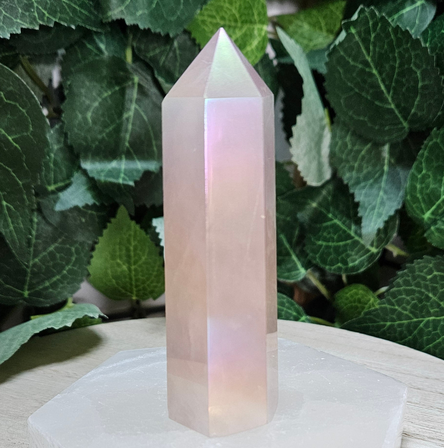 Aqua Aura Rose Quartz Polished Point