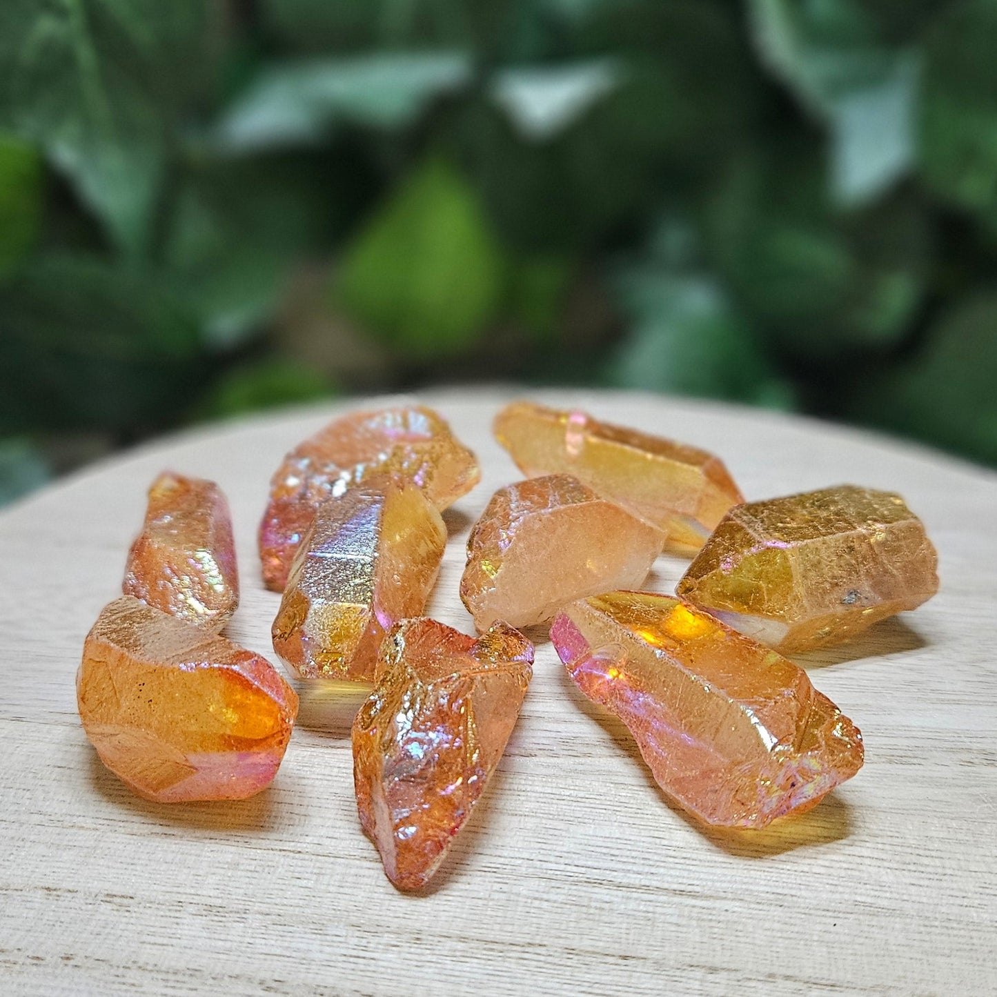 Tangerine Aura Quartz Points